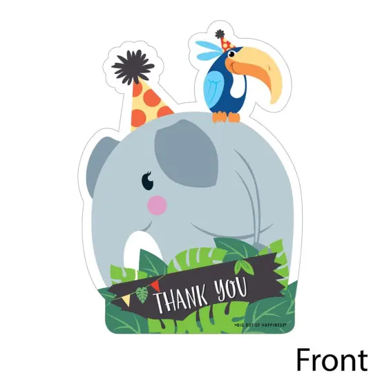 Big Dot of Happiness Jungle Party Animals - Shaped Thank You Cards - Safari Birthday Party or Baby Shower Thank You Cards with Envelopes - Set of 12 {4}