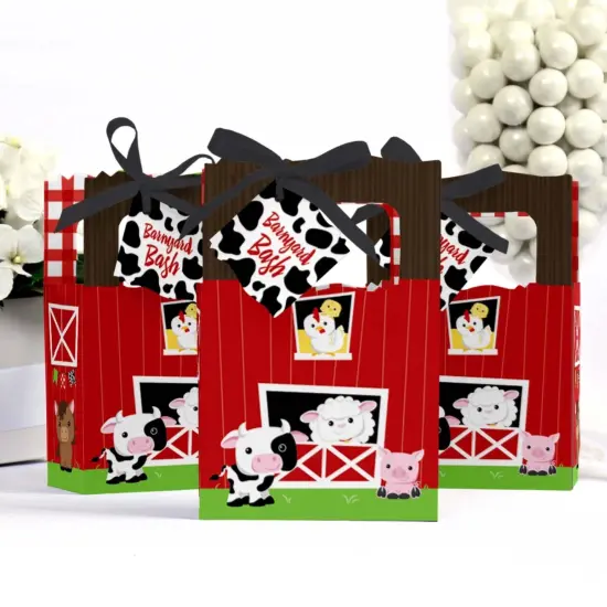 Big Dot of Happiness Farm Animals - Baby Shower or Birthday Party Favor Boxes - Set of 12 {4}