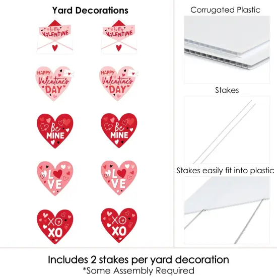 Big Dot of Happiness Happy Valentine's Day - Hearts, Envelope Lawn Decorations - Outdoor Valentine Hearts Party Yard Decorations - 10 Piece {7}