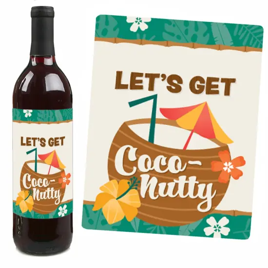 Big Dot of Happiness Tropical Luau - Hawaiian Beach Party Decorations for Women and Men - Wine Bottle Label Stickers - Set of 4 {7}