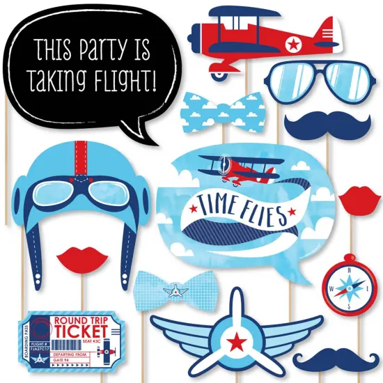 Big Dot of Happiness Taking Flight - Airplane - Vintage Plane Baby Shower or Birthday Party Photo Booth Props Kit - 20 Count {1}