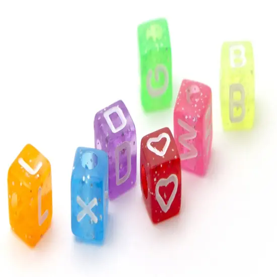 CousinDIY Alphabet Beads 8mm 160/Pkg-Transparent Glitter Multicolored {4}