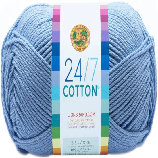 (12 Pack) Lion Brand 24/7 Cotton Yarn - Sky {3}