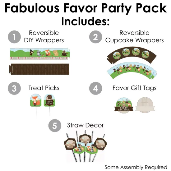 Big Dot of Happiness Woodland Creatures - Baby Shower or Birthday Party Favors and Cupcake Kit - Fabulous Favor Party Pack - 100 Pieces {3}