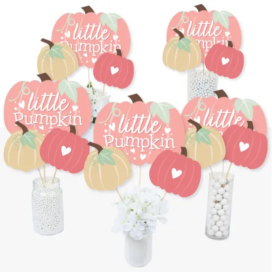 Big Dot of Happiness Girl Little Pumpkin - Fall Birthday Party or Baby Shower Centerpiece Sticks - Table Toppers - Set of 15 {3}