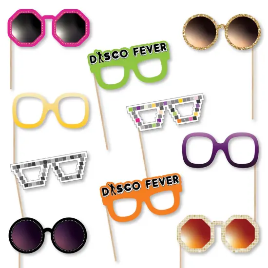 Big Dot of Happiness 70's Disco Glasses - Paper Card Stock 1970s Disco Fever Party Photo Booth Props Kit - 10 Count {1}