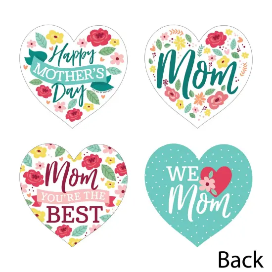 Big Dot of Happiness Colorful Floral Happy Mother's Day - Heart Decorations DIY We Love Mom Party Essentials - Set of 20 {4}