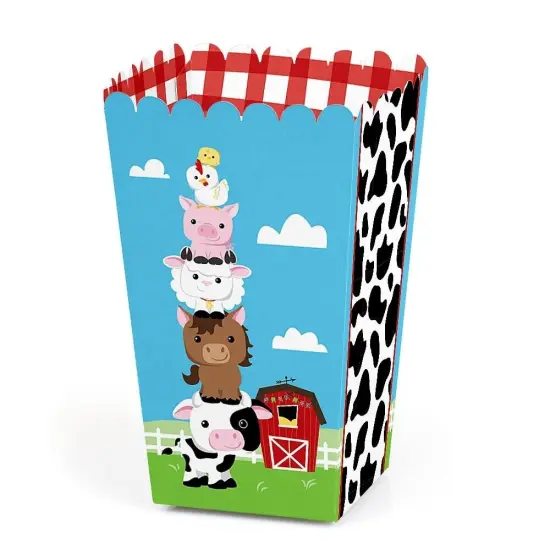 Big Dot of Happiness Farm Animals - Baby Shower or Birthday Party Favor Popcorn Treat Boxes - Set of 12 {1}