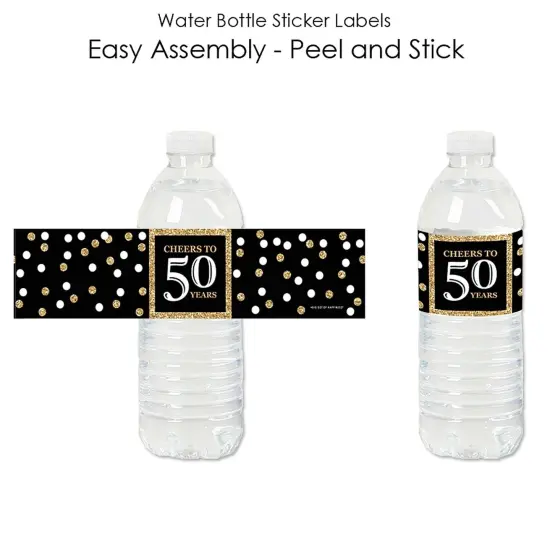 Big Dot of Happiness Adult 50th Birthday - Gold - Birthday Party Water Bottle Sticker Labels - Set of 20 {3}