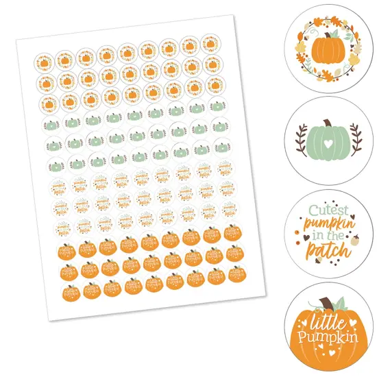 Big Dot of Happiness Little Pumpkin - Fall Birthday Party or Baby Shower Round Candy Sticker Favors - Labels Fits Chocolate Candy (1 sheet of 108) {3}