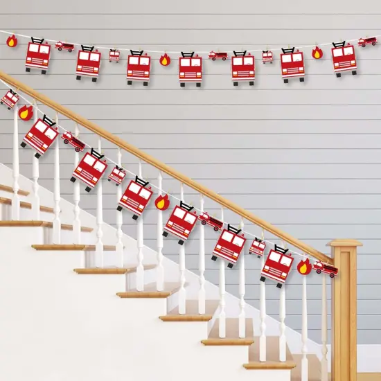 Big Dot of Happiness Fired Up Fire Truck - Firefighter Firetruck Baby Shower or Birthday Party DIY Decorations - Clothespin Garland Banner - 44 Pieces {3}