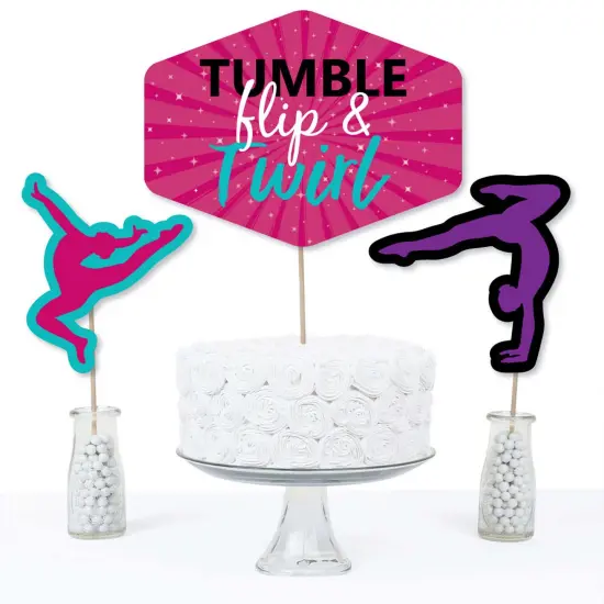 Big Dot of Happiness Tumble, Flip & Twirl - Gymnastics - Birthday Party or Gymnast Party Centerpiece Sticks - Table Toppers - Set of 15 {4}