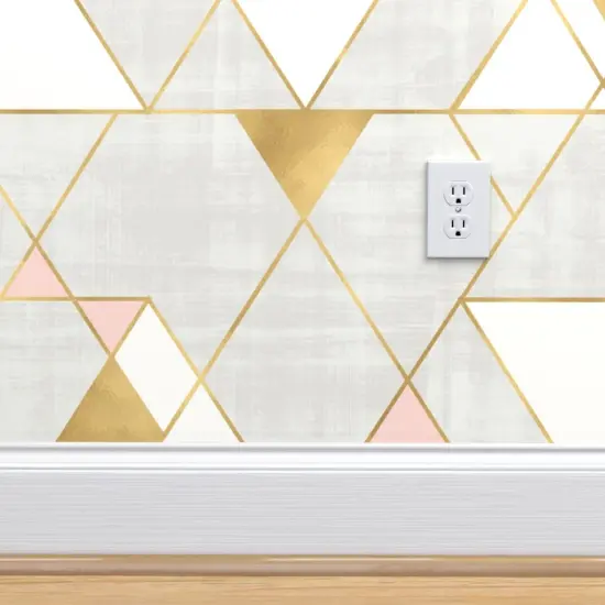 Pre-Pasted Wallpaper 2FT Wide Mod, Triangle, Geometric, Gold, Blush, Pink, Neutral, Modern Custom Pre-pasted Wallpaper by Spoonflower {4}