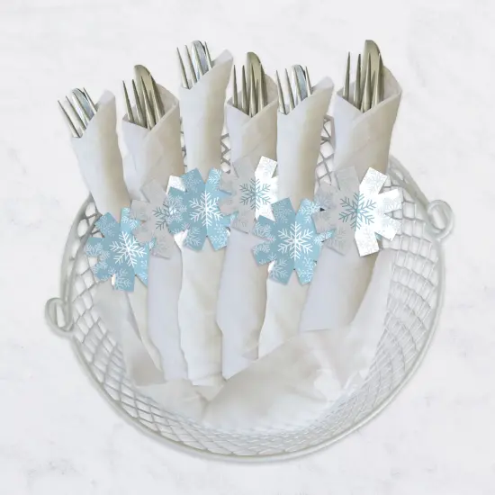 Big Dot of Happiness Winter Wonderland - Snowflake Holiday Party and Winter Wedding Paper Napkin Holder - Napkin Rings - Set of 24 {4}