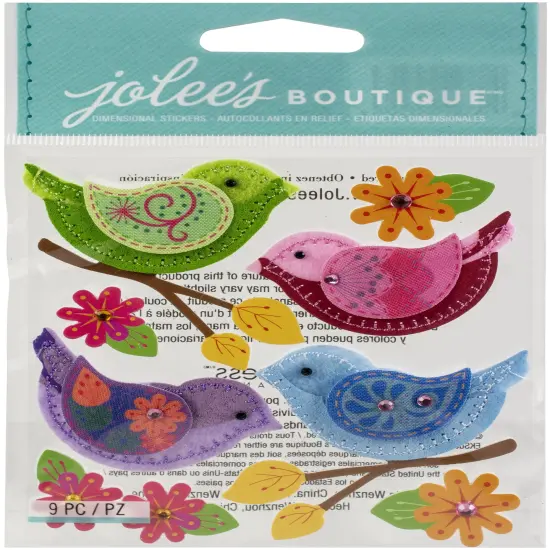 Jolee's Boutique Themed Embellishment-Stitched Colorful Birds {1}