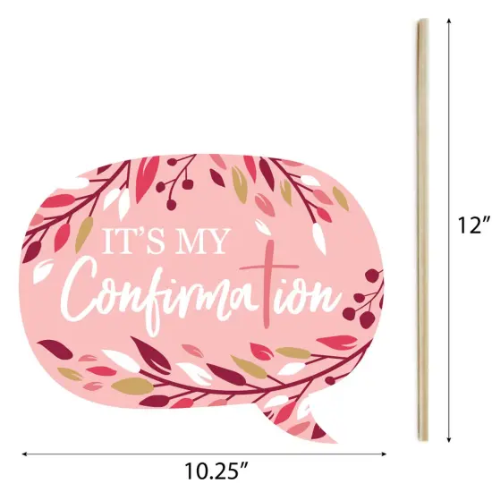 Big Dot of Happiness Confirmation Pink Elegant Cross - Girl Religious Party Photo Booth Props Kit - 20 Count {7}