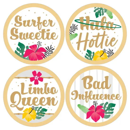 Big Dot of Happiness Last Luau - Tropical Bachelorette Party and Bridal Shower Funny Name Tags - Party Badges Sticker Set of 12 {6}