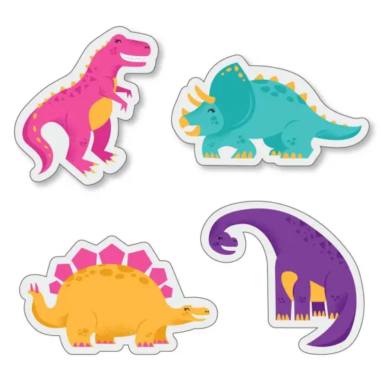Big Dot of Happiness Roar Dinosaur Girl - DIY Shaped Dino Mite T-Rex Baby Shower or Birthday Party Cut-Outs - 24 Count {1}
