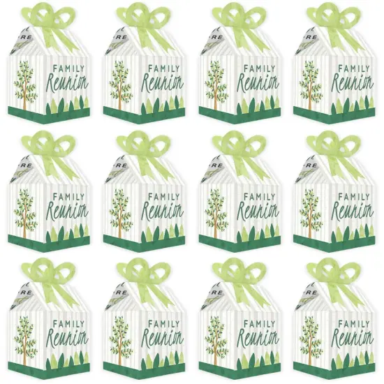 Big Dot of Happiness Family Tree Reunion - Square Favor Gift Boxes - Family Gathering Party Bow Boxes - Set of 12 {6}