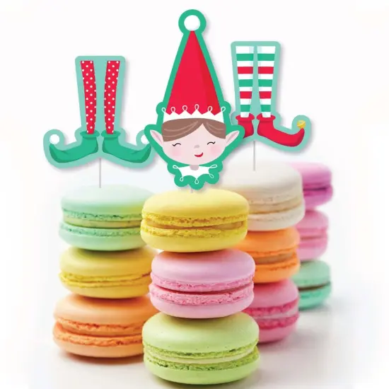 Big Dot of Happiness Elf Squad - Dessert Cupcake Toppers - Kids Elf Christmas and Birthday Party Clear Treat Picks - Set of 24 {6}