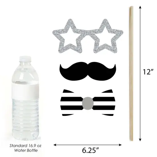 Big Dot of Happiness Mr. & Mr. - Silver - Gay Wedding Photo Booth Props Kit - 20 Count {6}