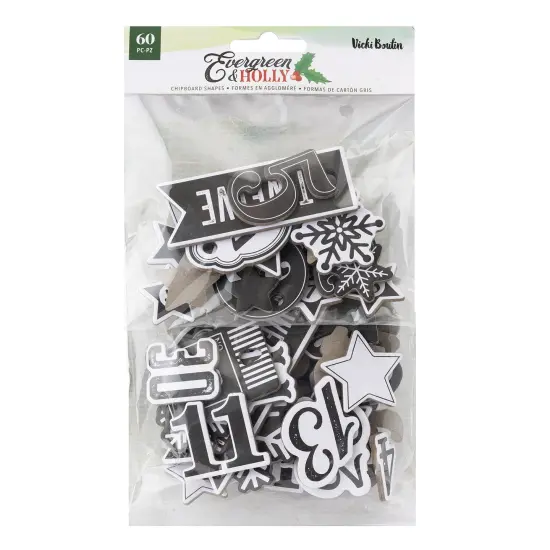 Vicki Boutin Evergreen & Holly Mixed Chipboard Stickers, 60pcs {1}