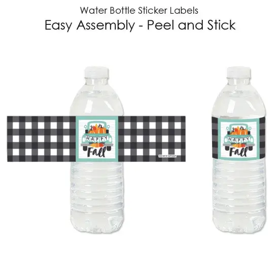 Big Dot of Happiness Happy Fall Truck - Harvest Pumpkin Party Water Bottle Sticker Labels - Set of 20 {3}