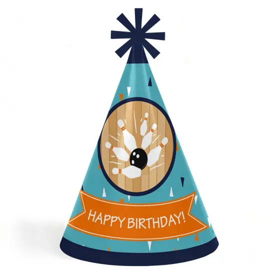 Big Dot of Happiness Strike Up the Fun - Bowling - Cone Happy Birthday Party Hats for Kids and Adults - Set of 8 (Standard Size) {1}