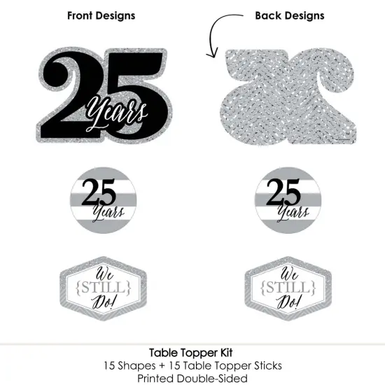 Big Dot of Happiness We Still Do - 25th Wedding Anniversary - Anniversary Party Centerpiece Sticks - Table Toppers - Set of 15 {6}