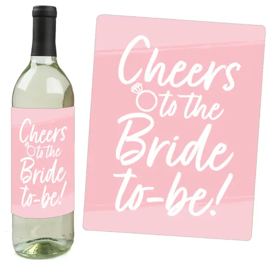 Big Dot of Happiness Pink Elegantly Simple - Wedding or Bridal Shower Guest Party Favors Decorations- Wine Bottle Label Stickers - Set of 4 {3}