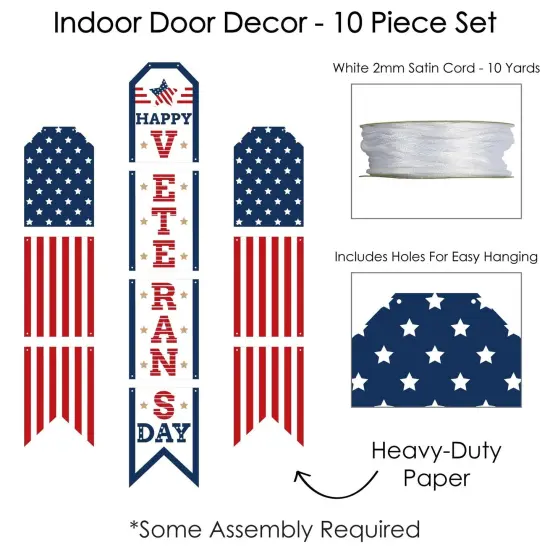 Big Dot of Happiness Happy Veterans Day - Hanging Vertical Paper Door Banners - Patriotic Wall Decoration Kit - Indoor Door Decor {6}