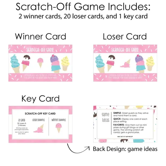Big Dot of Happiness Scoop Up The Fun - Ice Cream - Sprinkles Party Game Scratch Off Cards - 22 Count {6}