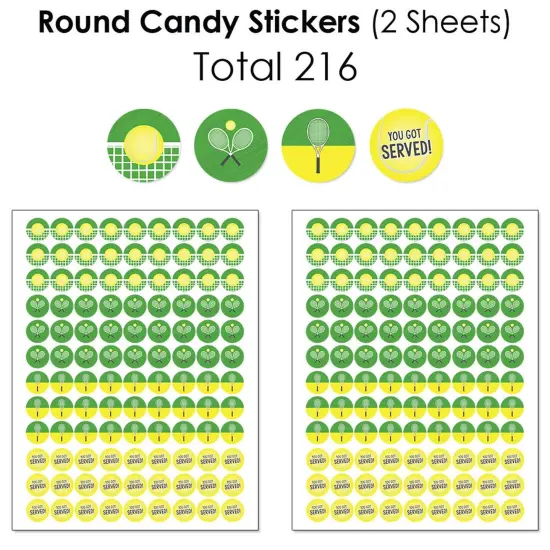 Big Dot of Happiness You Got Served - Tennis - Baby Shower or Tennis Ball Birthday Party Candy Favor Sticker Kit - 304 Pieces {6}