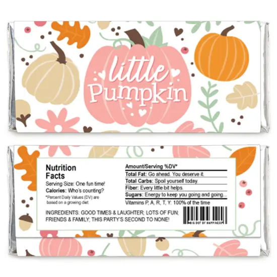 Big Dot of Happiness Girl Little Pumpkin - Candy Bar Wrapper Fall Birthday Party or Baby Shower Favors - Set of 24 {3}