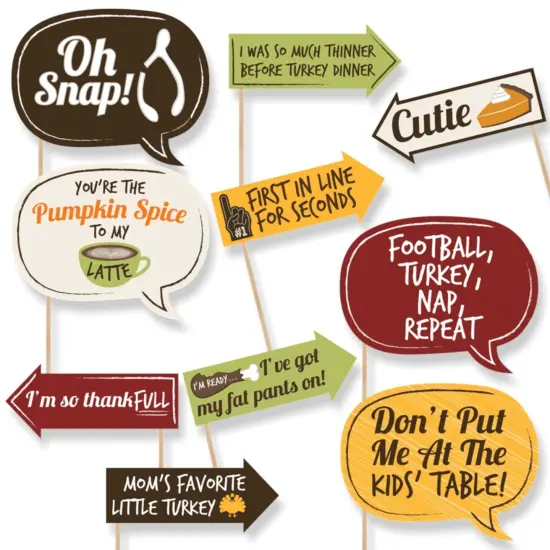 Big Dot of Happiness Funny Turkey Day - Thanksgiving Photo Booth Props - 10 Piece {1}