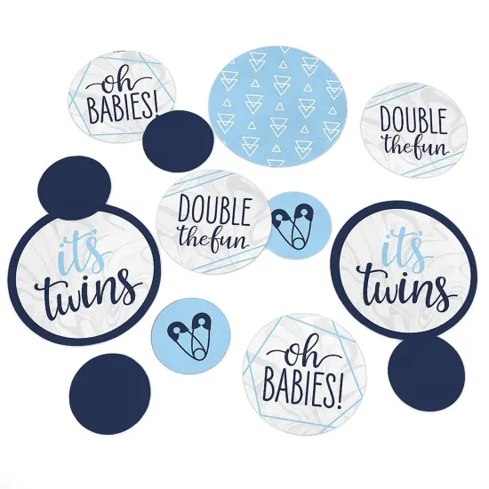 Big Dot of Happiness It's Twin Boys&nbsp; - Blue Twins Baby Shower Giant Circle Confetti - Party Decorations - Large Confetti 27 Count {1}