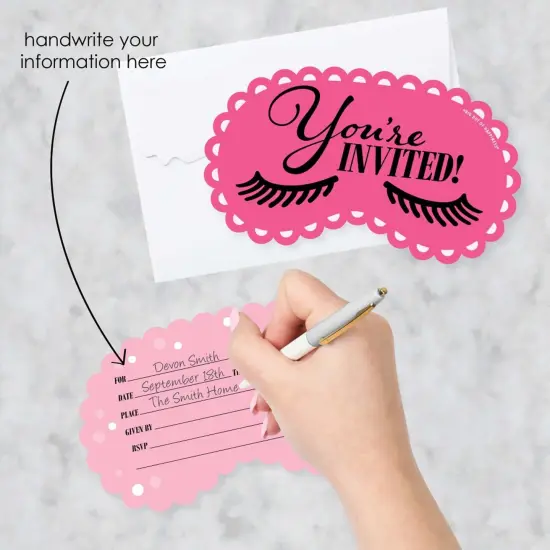 Big Dot of Happiness Spa Day - Shaped Fill-In Invitations - Girls Makeup Party Invitation Cards with Envelopes - Set of 12 {3}
