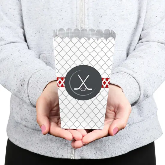 Big Dot of Happiness Shoots and Scores - Hockey - Baby Shower or Birthday Party Favor Popcorn Treat Boxes - Set of 12 {6}