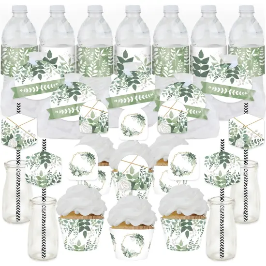 Big Dot of Happiness Boho Botanical - Greenery Party Favors and Cupcake Kit - Fabulous Favor Party Pack - 100 Pieces {1}