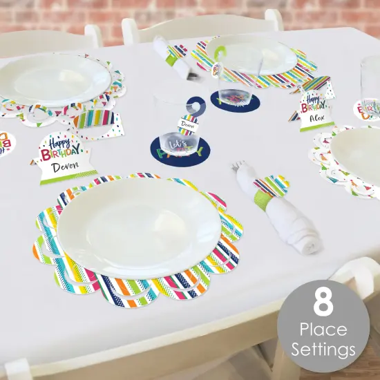 Big Dot of Happiness Cheerful Happy Birthday - Colorful Birthday Party Paper Charger and Table Decorations - Chargerific Kit - Place Setting for 8 {3}