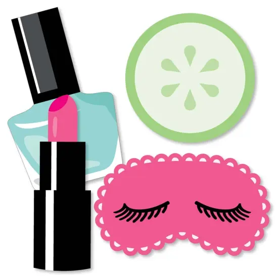 Big Dot of Happiness Spa Day - Eye Mask, Nail Polish, Lipstick and Cucumber Decorations DIY Girls Makeup Party Essentials - Set of 20 {3}