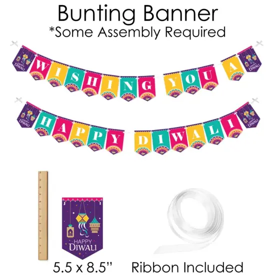Big Dot of Happiness Happy Diwali - Banner and Photo Booth Decorations - Festival of Lights Party Supplies Kit - Doterrific Bundle {6}