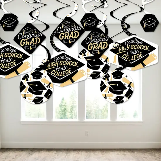 Big Dot of Happiness Hello College - Graduation Decorations Hanging Swirls - Set of 40 {4}