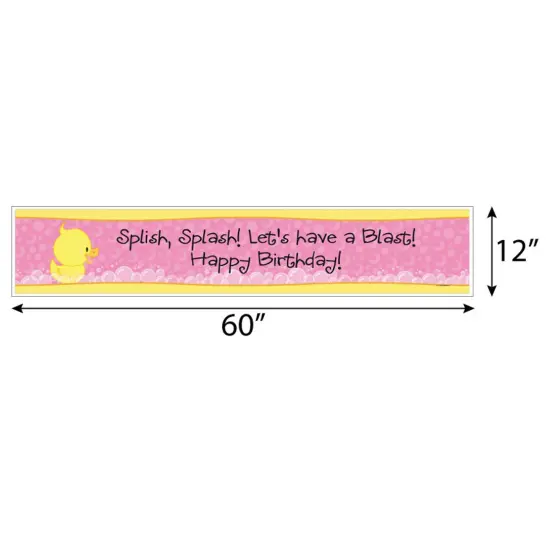 Big Dot of Happiness Pink Ducky Duck - Girl Happy Birthday Decorations Party Banner {3}