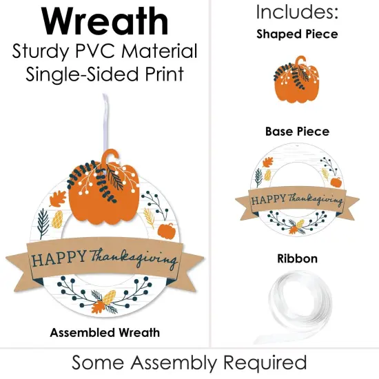 Big Dot of Happiness Happy Thanksgiving - Outdoor Fall Harvest Party Decor - Front Door Wreath {4}