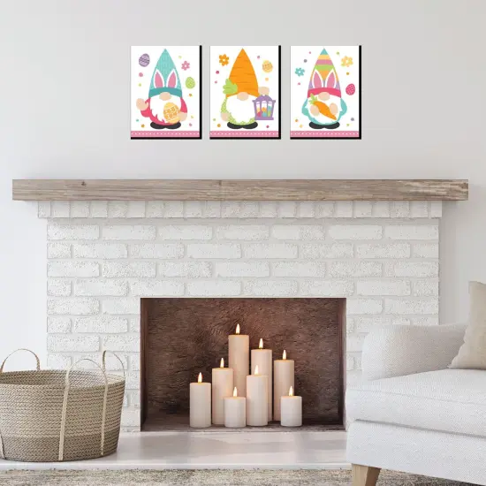Big Dot of Happiness Easter Gnomes - Spring Bunny Wall Art and Kids Room Decor - 7.5 x 10 inches - Set of 3 Prints {3}