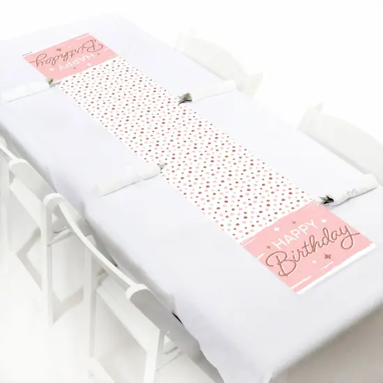 Big Dot of Happiness Pink Rose Gold Birthday - Petite Happy Birthday Party Paper Table Runner - 12 x 60 inches {1}