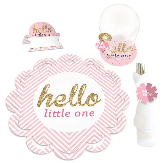 Big Dot of Happiness Hello Little One - Pink and Gold - Girl Baby Shower Paper Charger and Table Decorations - Chargerific Kit - Place Setting for 8 {1}