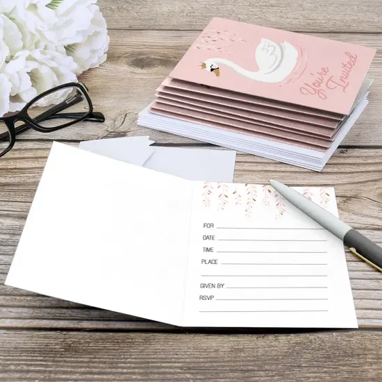 Big Dot of Happiness Swan Soiree - Fill In White Swan Baby Shower or Birthday Party Invitations (8 count) {6}