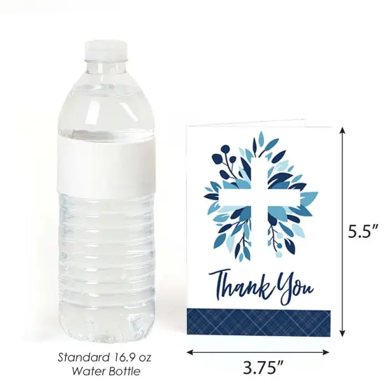 Big Dot of Happiness Blue Elegant Cross - Boy Religious Party Thank You Cards (8 count) {4}
